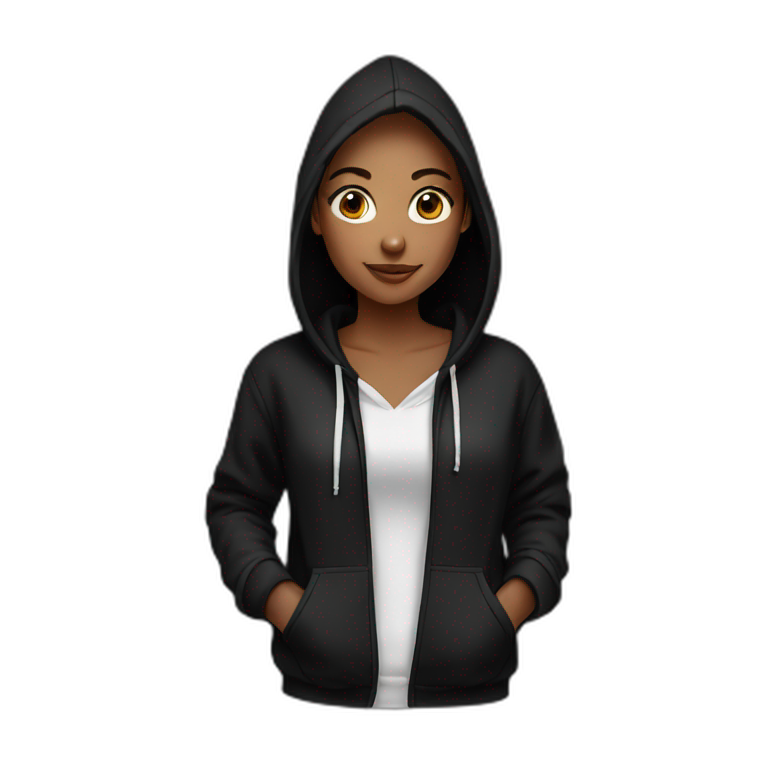 beautiful girl in black hoodie emoji AI Emoji Generator