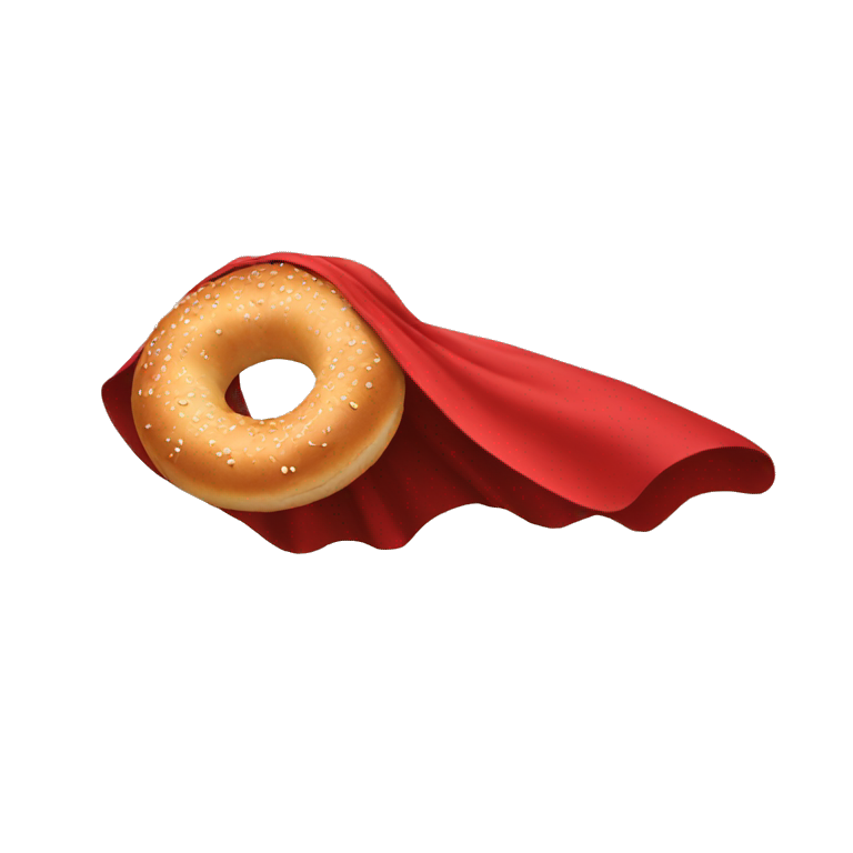 flying bagel wearing a red cape emoji