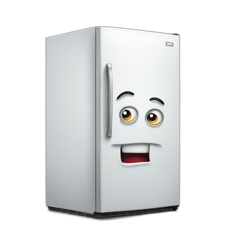fridge with a mad face emoji