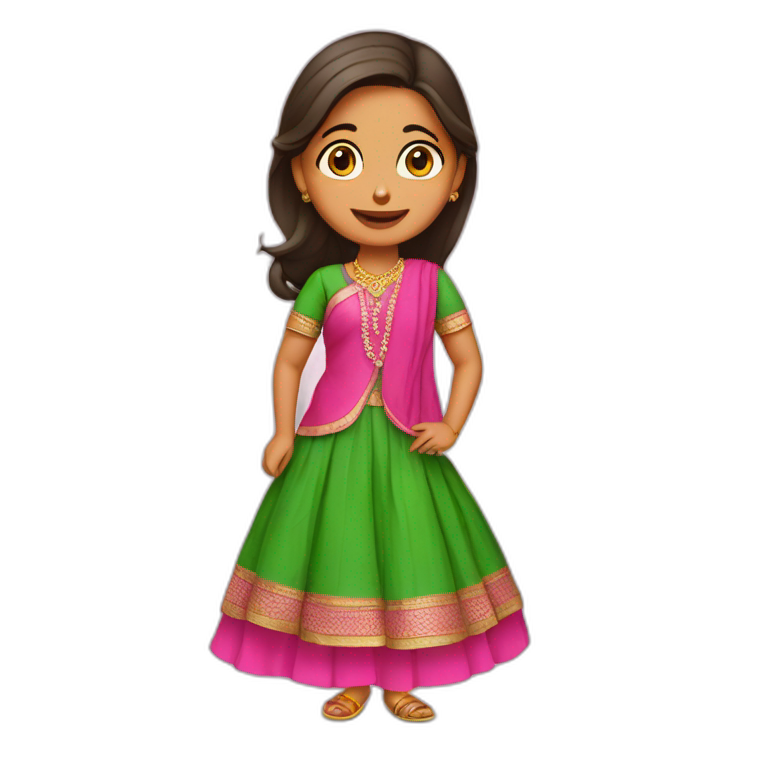 a girl wearing weeding pink lehanga and green kurta emoji