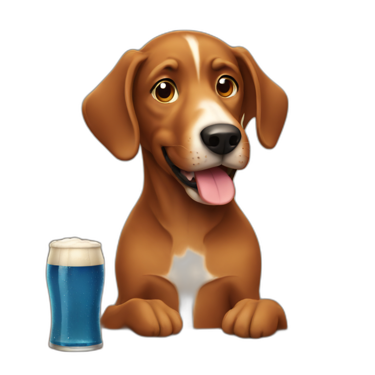 Brown dog drinking beer emoji