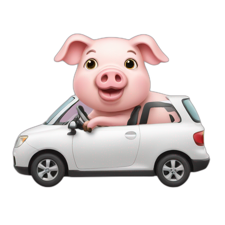pig driving car emoji