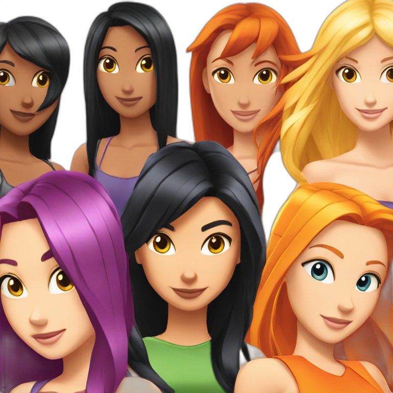totally spies three-girls blond-hair black-hair orange-hair emoji