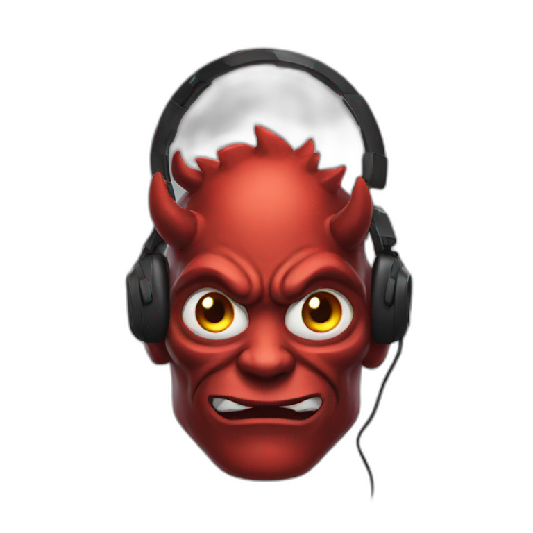 Demon with gaming headphone emoji