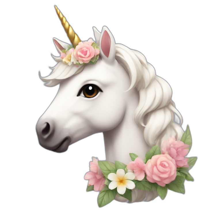 cute Unicorn with a flower crown emoji