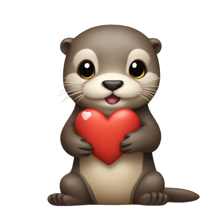 Otter holding heart emoji