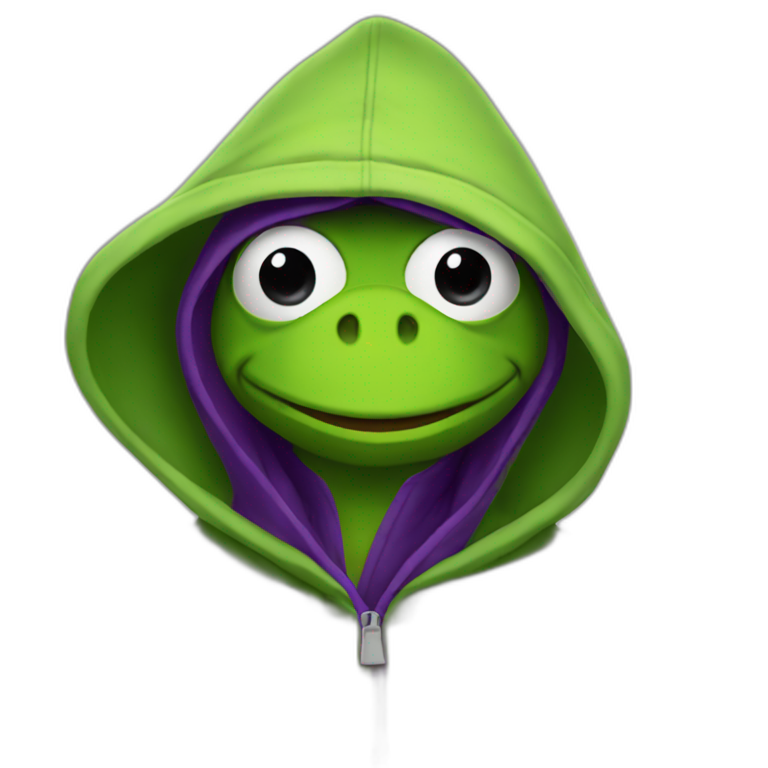 Kermit with purple hoodie emoji