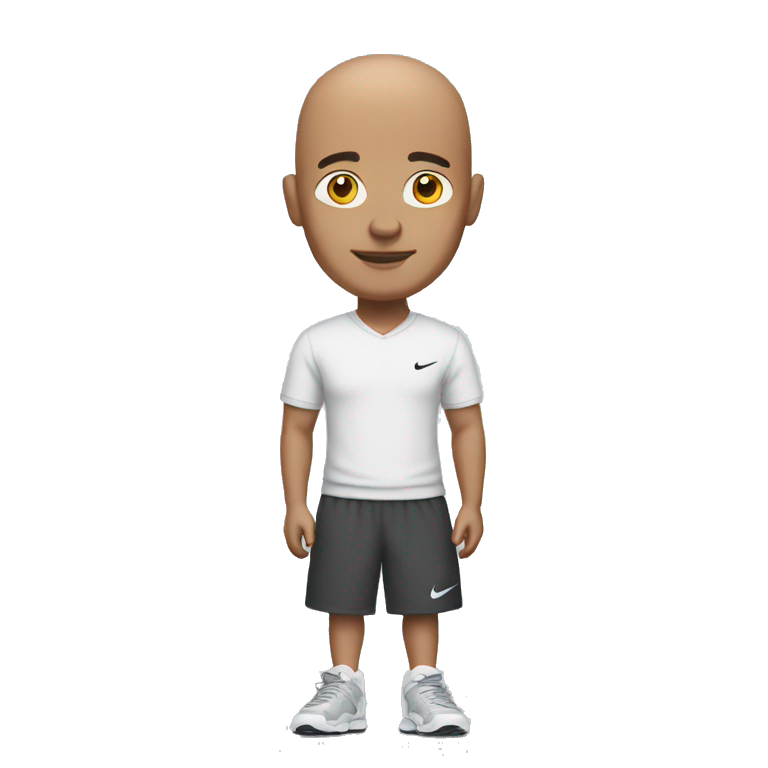 Bald guy with nike shoes in front of him emoji