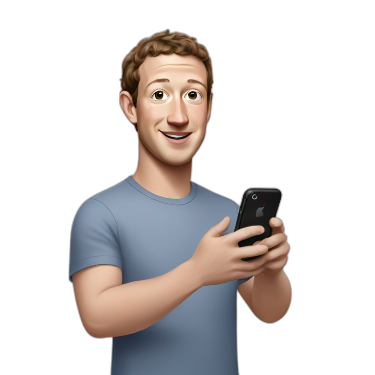 mark Zuckerberg holding an iphone emoji