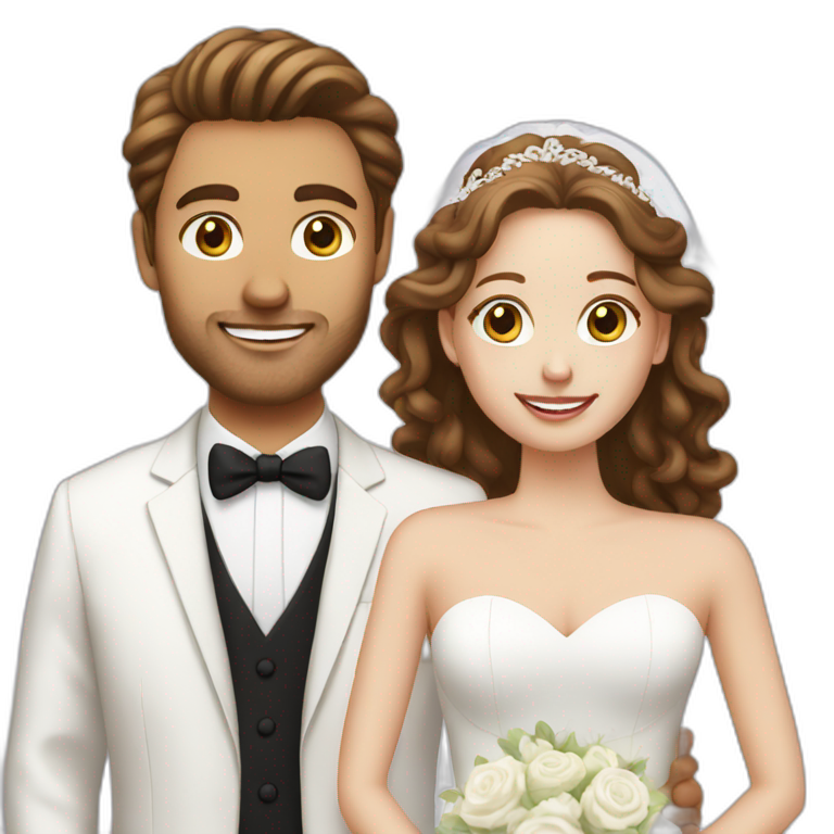 white couple people wedding brown hair emoji