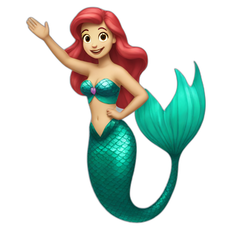 ariel mermaid waving emoji