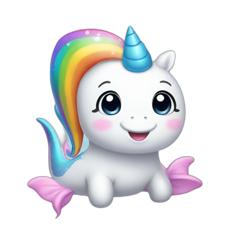 cute rainbow unicorn whale emoji