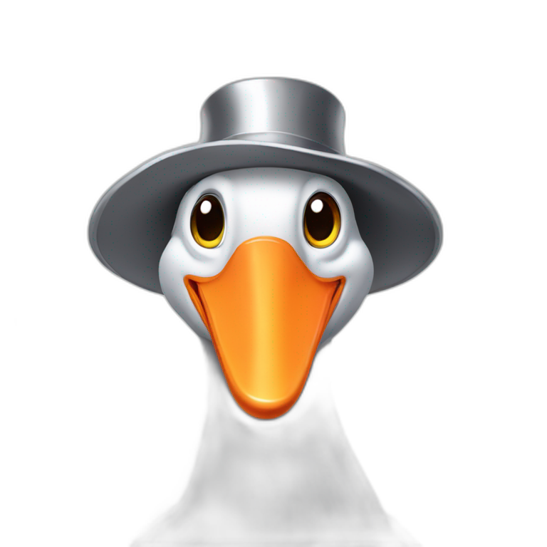 Silver goose with a hat emoji