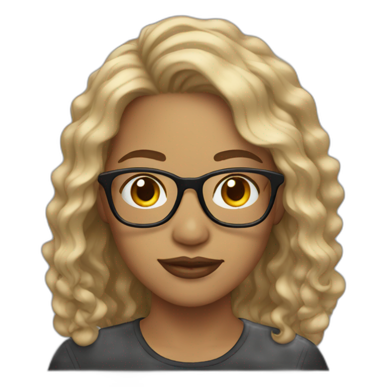 woman light skin glasses wavy hair emoji
