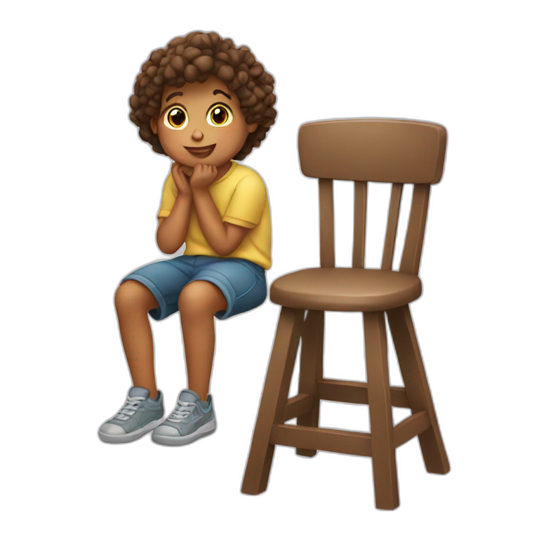 Child sitting on stool emoji