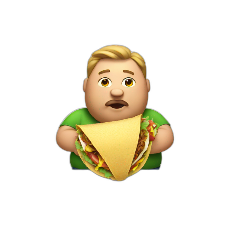 fat man eating taco emoji