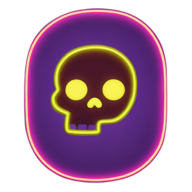 skull shape neon sign style emoji