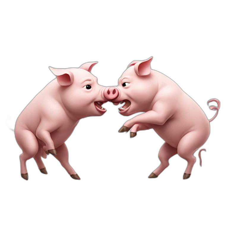 Two pig fighting emoji