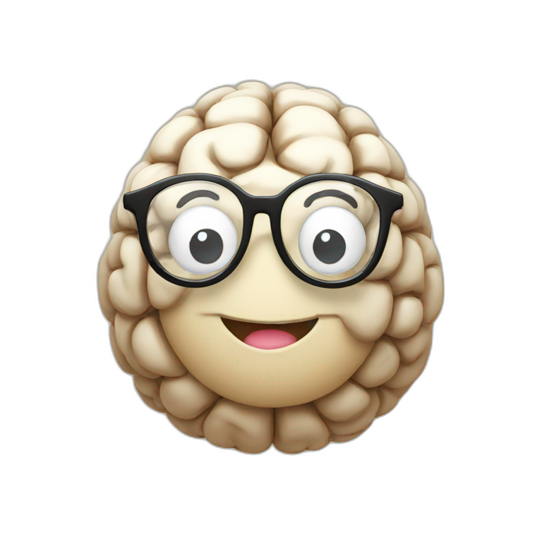 Happy brain with glasses  emoji