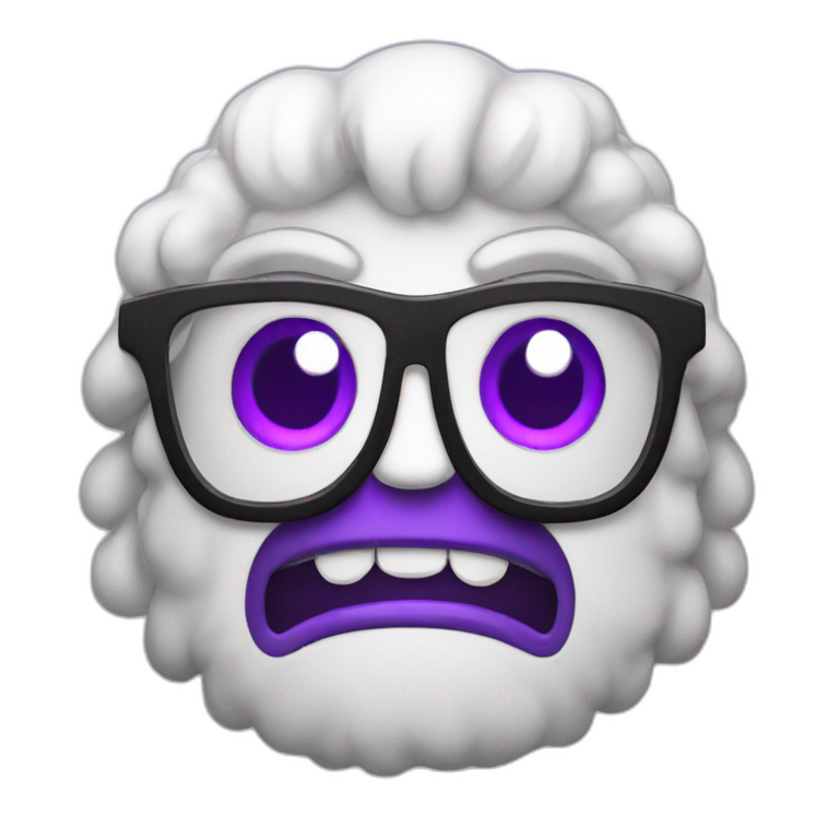 violet and white nerdy monster emoji