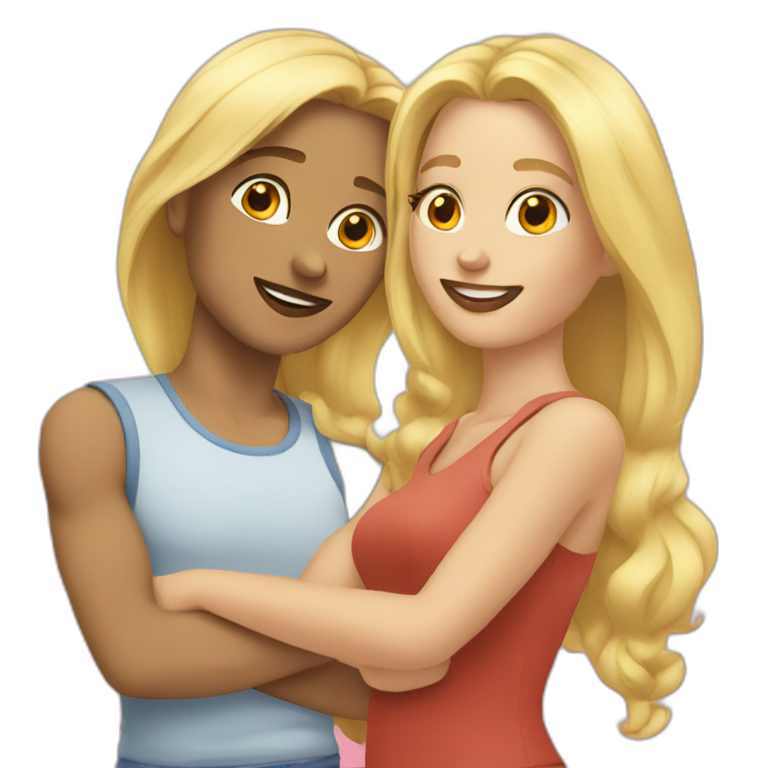 two blondes in love emoji