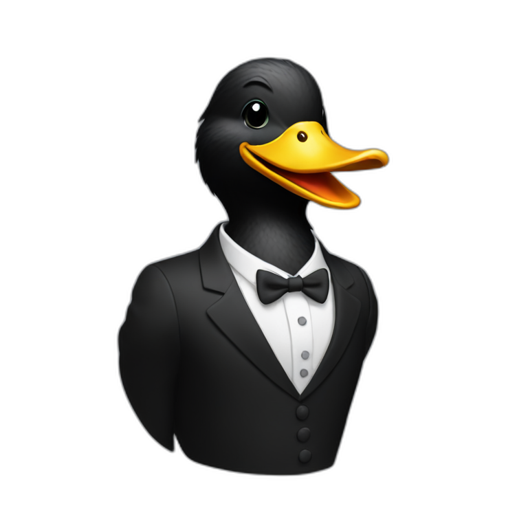 black duck on suit laughing emoji