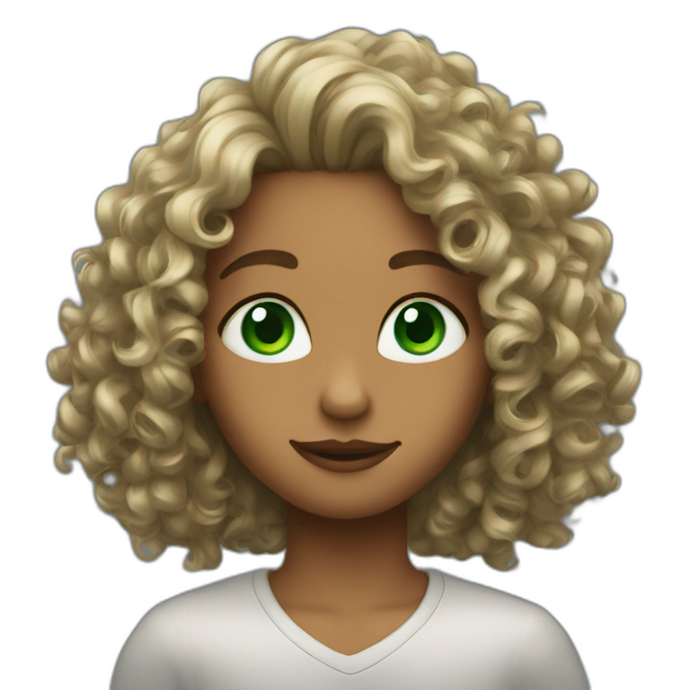 Green eyes and long curly hair emoji