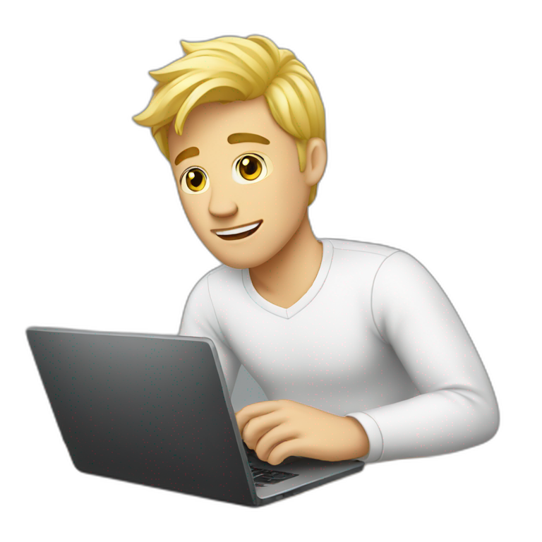 blonde guy with laptop emoji