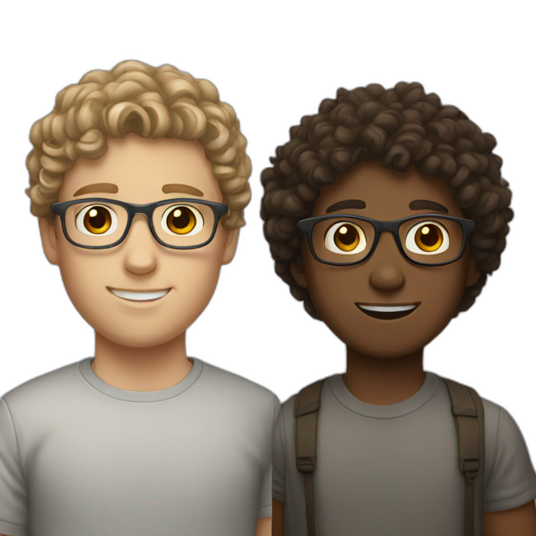 white boy with A white boy with brown curly hair and gray glasses emoji
