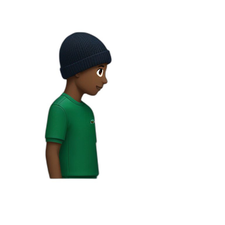 Black boy lacoste beanie with lacoste emoji