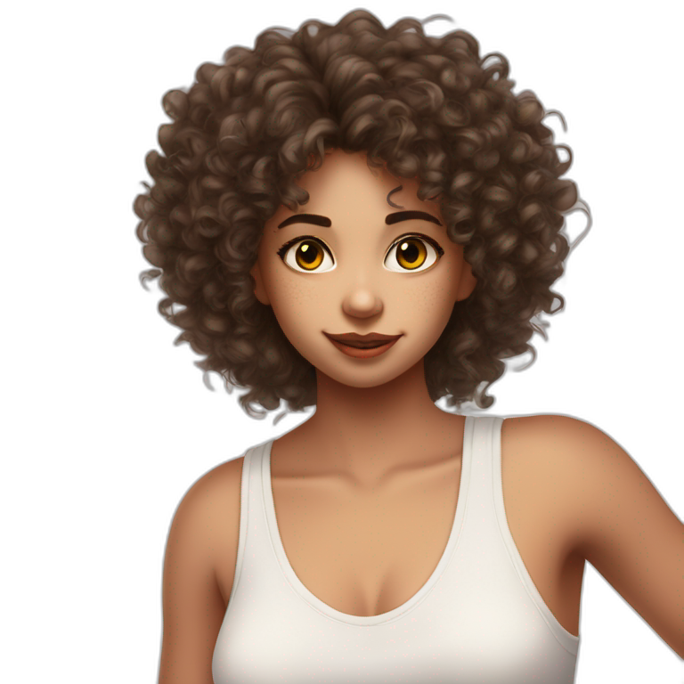 curly-haired girl in tank-top emoji
