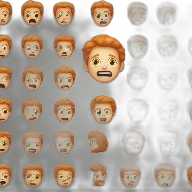 a ginger boy wearing a suit running away looking scared emoji