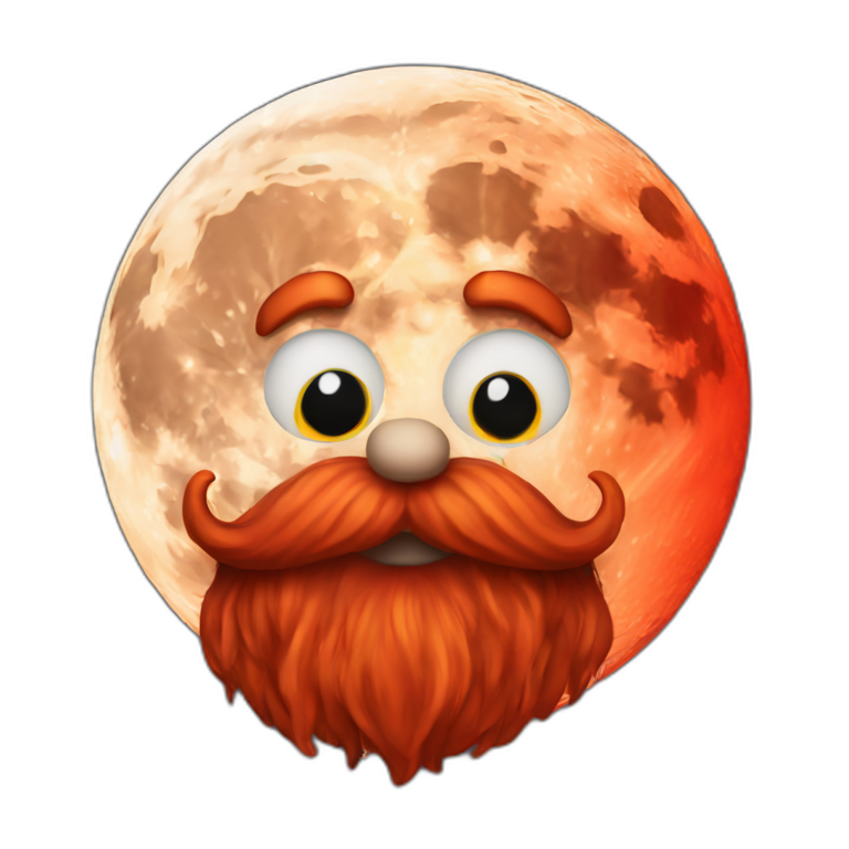 Moon with a long red beard emoji