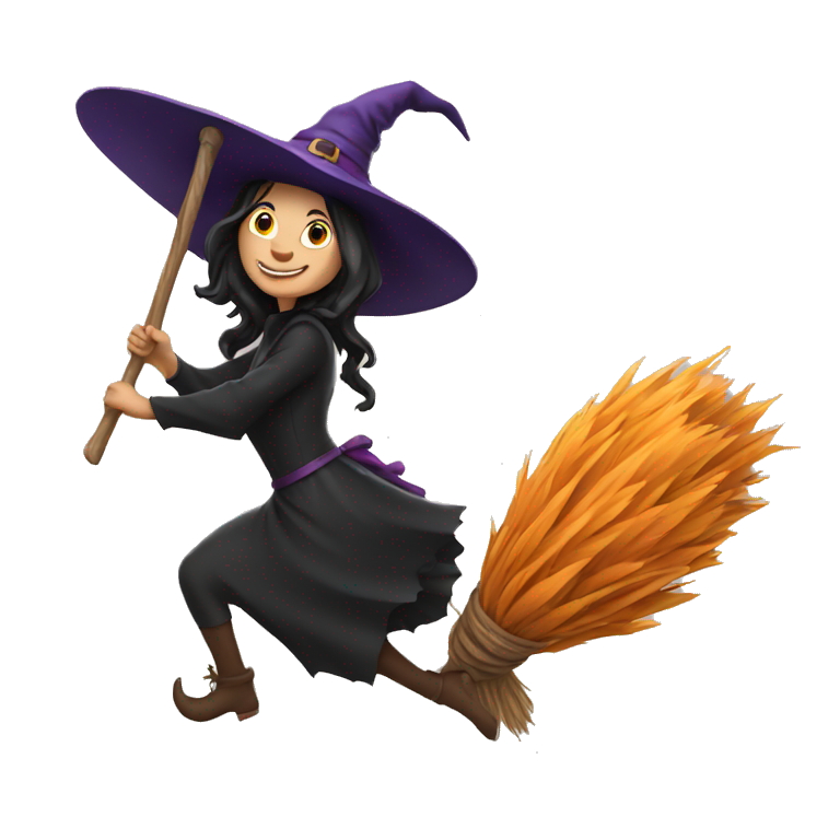 witch riding a broom emoji