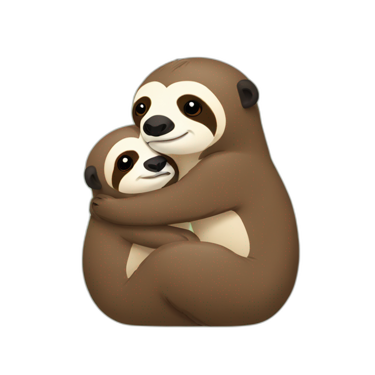 sloth and otter kissing emoji