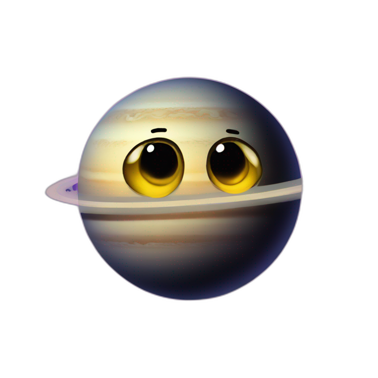 planet Saturn with a cartoon face with rolling eyes emoji