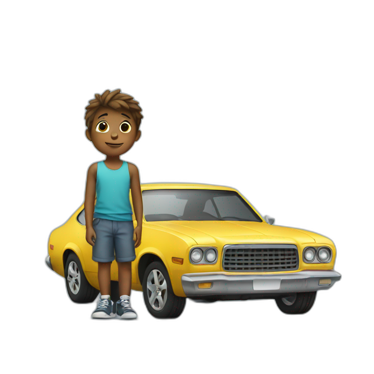 kid standing next to a car emoji