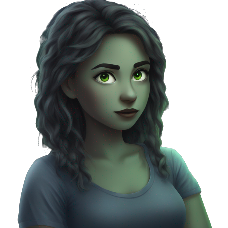 dreamy green-eyed girl portrait emoji