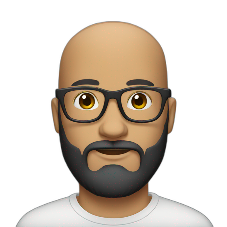 glasses black beard bald guy emoji