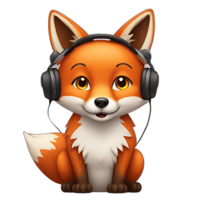 Fox listening to music emoji
