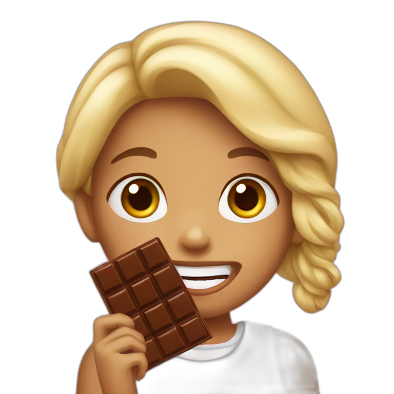 Girl eating chocolate emoji