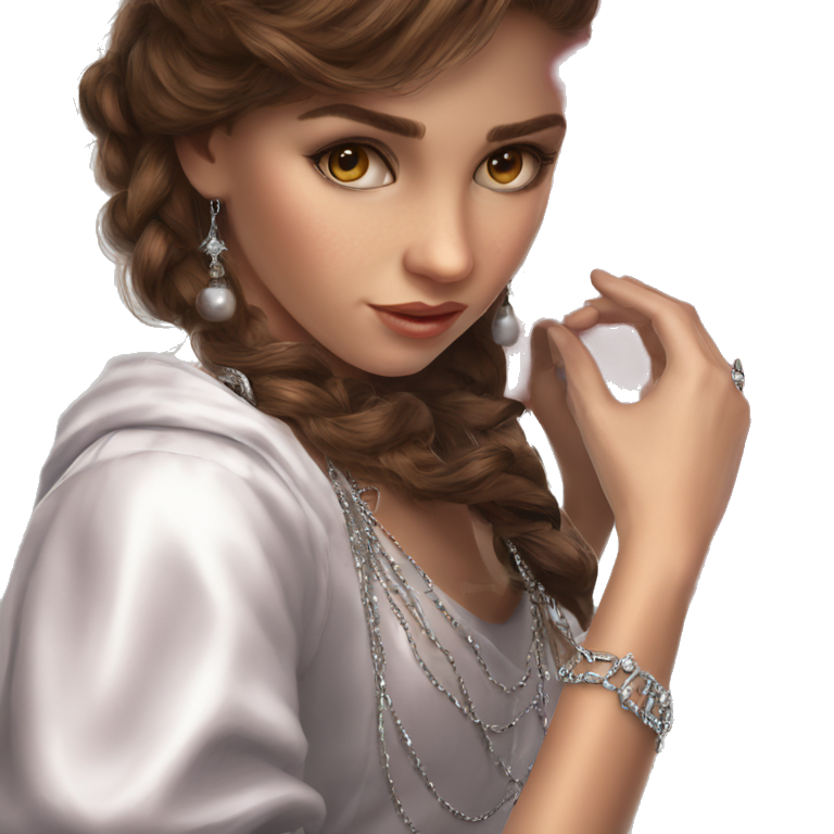 girl in brown dress and jewelry emoji