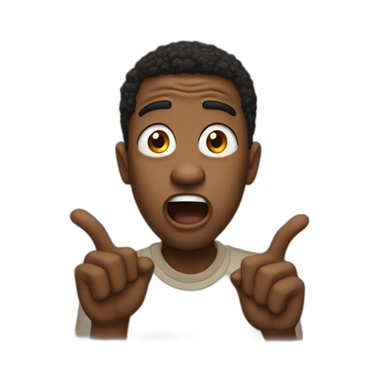 Shocked black guy meme with hand emoji