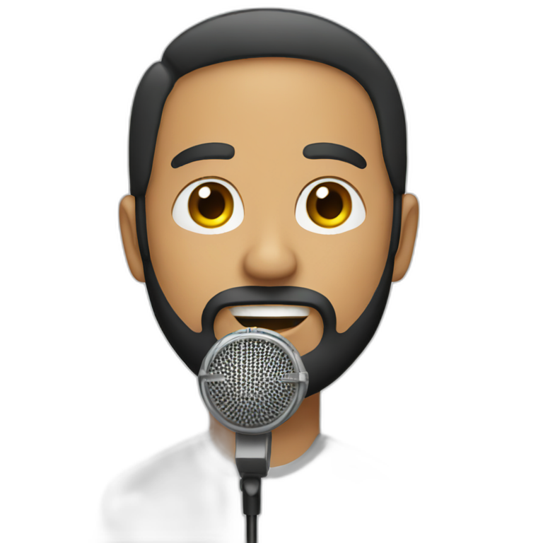 A man with a beard and a microphone emoji