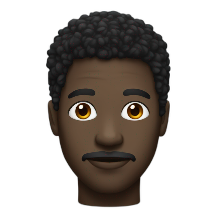 A black man with black eyes and a big nose and semiafro emoji