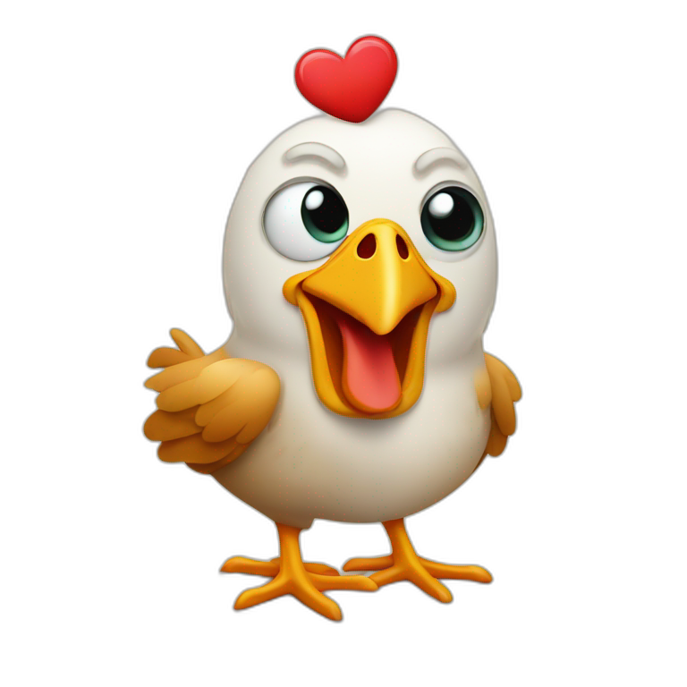 cartoon style chicken with heart eyes emoji