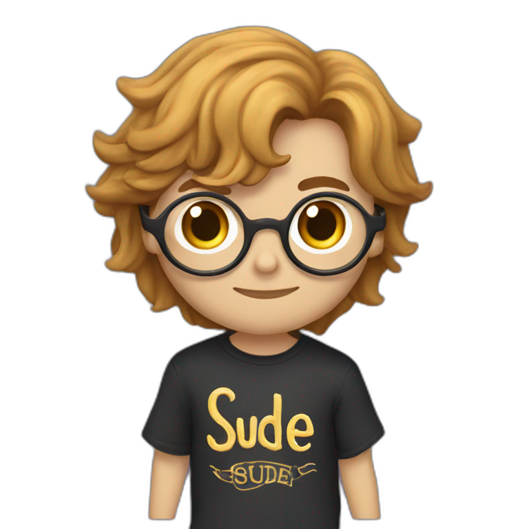 Harry Potter wears a T-shirt with the word Sude on it emoji