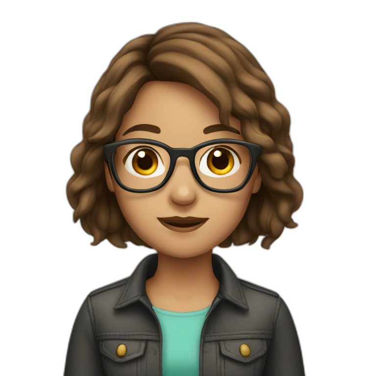 girl with brown hair wearing glasses emoji