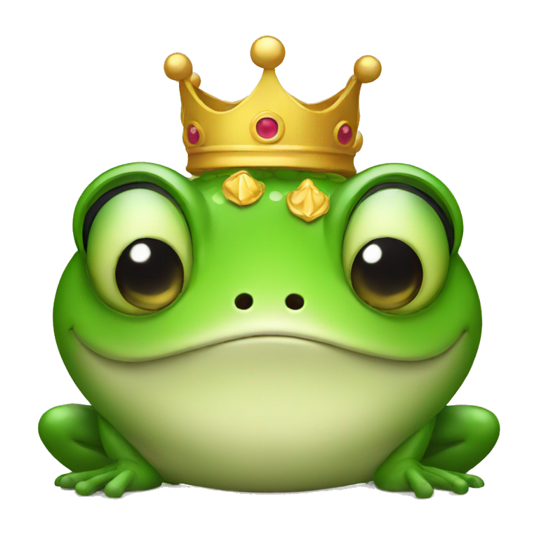 Round Frog wearing a crown emoji