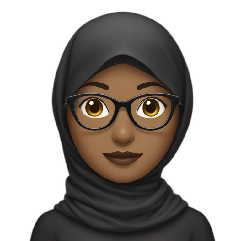 Black hijab with glasses with cat emoji